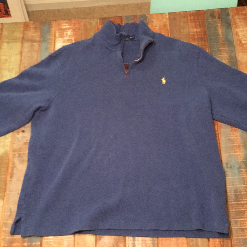 Blue Polo Zip Up Pullover
